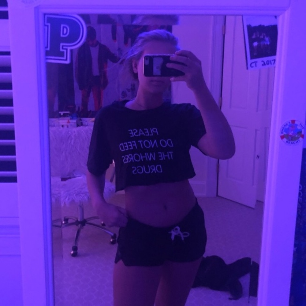 Don’t feed the whores drugs crop top